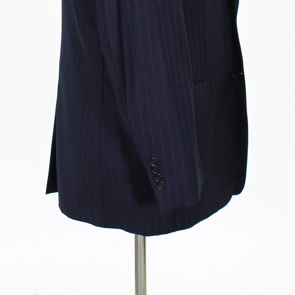 Jos. A. Bank 42R 36x31 Navy Striped Wool 2-Button Full Suit R437 - Picture 8 of 15